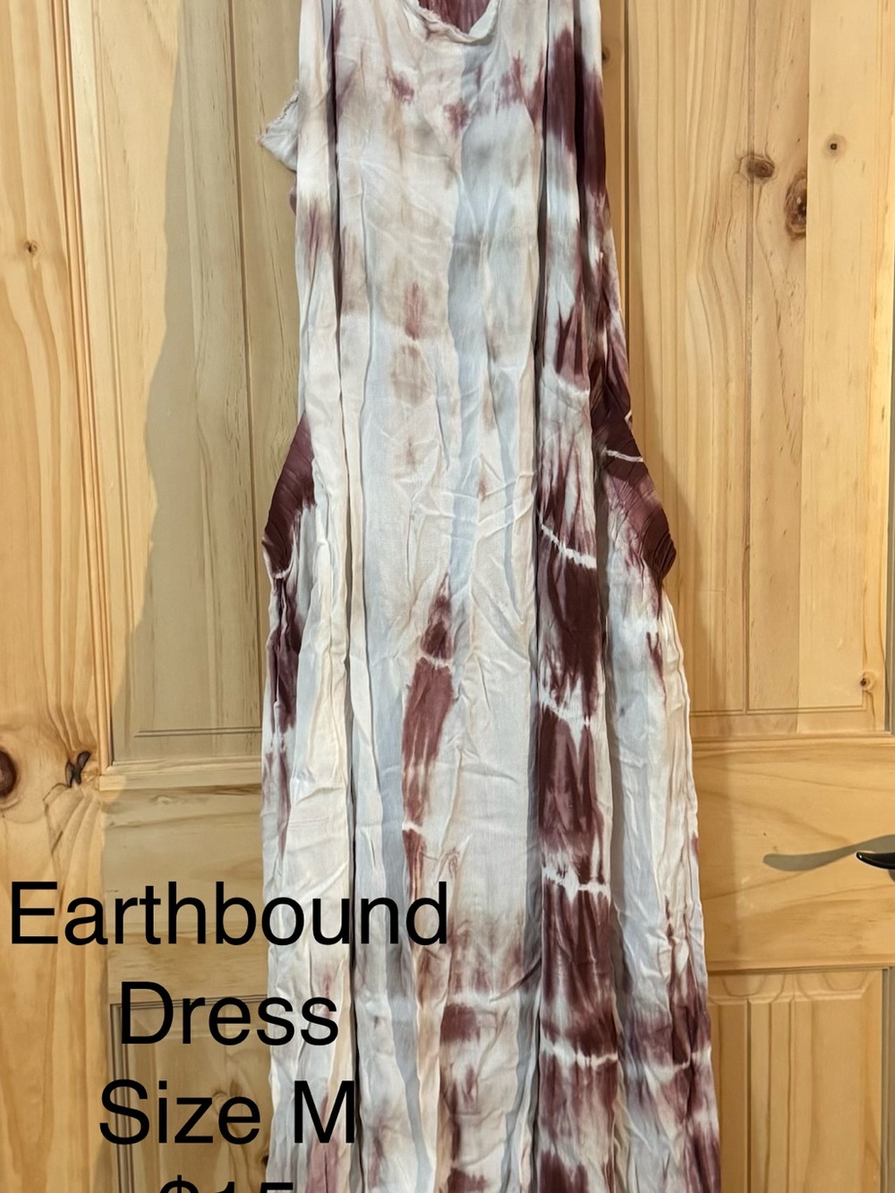 EARTHBOUND White and Maroon Tie-Dye Sleeveless Maxi Dress